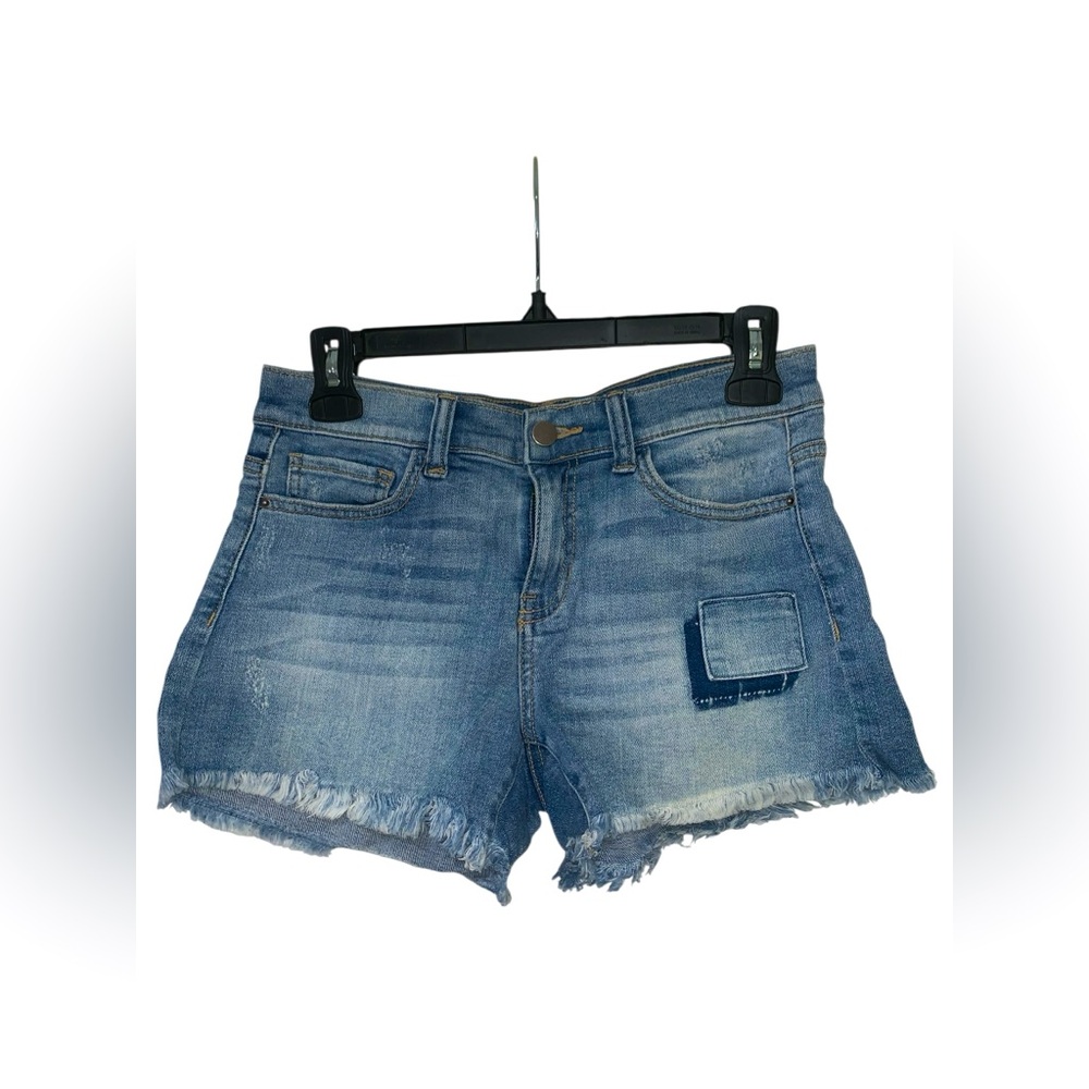 Harper Mid Rise Light Wash Jean Shorts Raw Hem Size 27